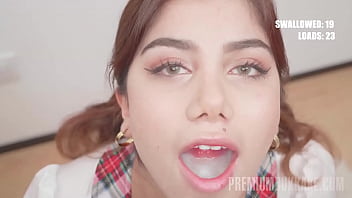 Good-looking amateur swallowing fresh cum loads in a bukkake porno movie. Stunning cum addict from Europe, Marina Gold, is ready to service all the amateur cocks and also taste fresh semen in front of the camera. Her pussy is wet.