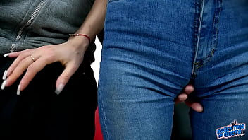 Amazing Camel-toe and Big Butt on Slim Big Boobs Blonde wearing Tight Jeans!